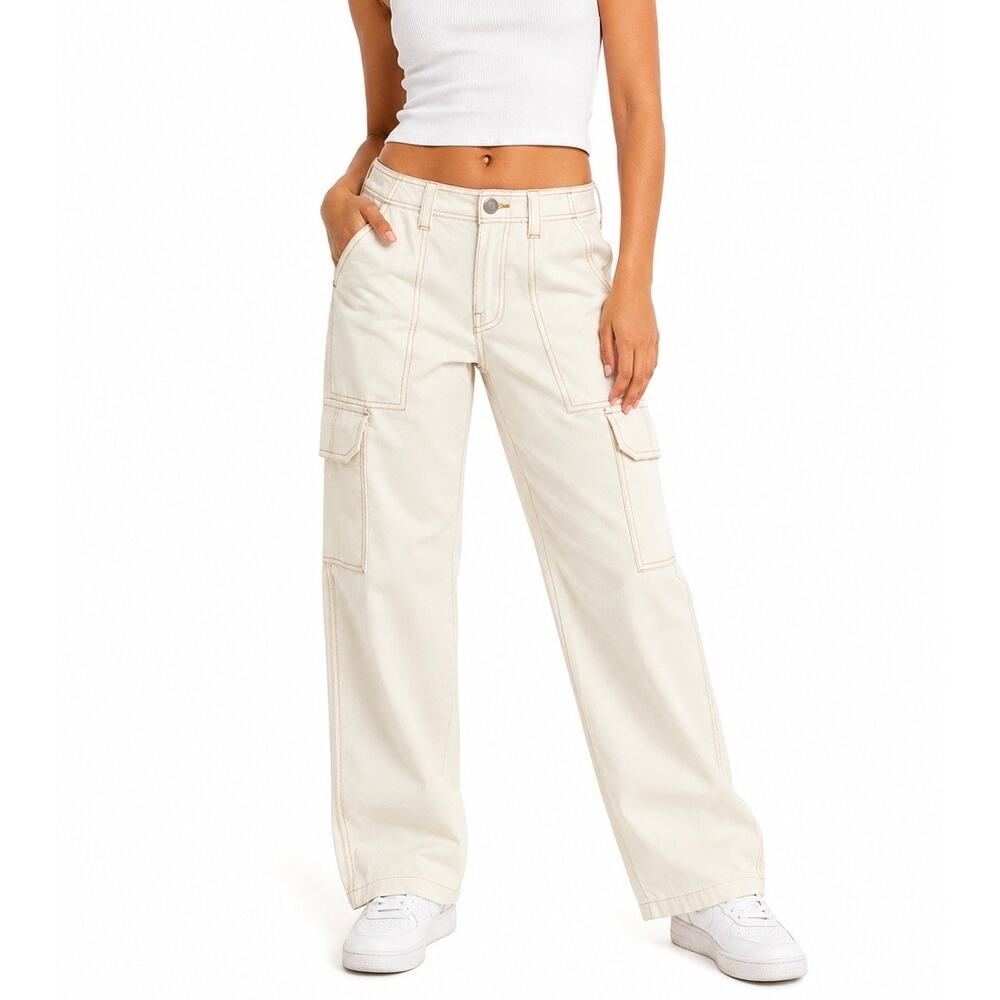 NWT True Religion Winter White Military Cargo Pants Utility Wide Leg Size 27